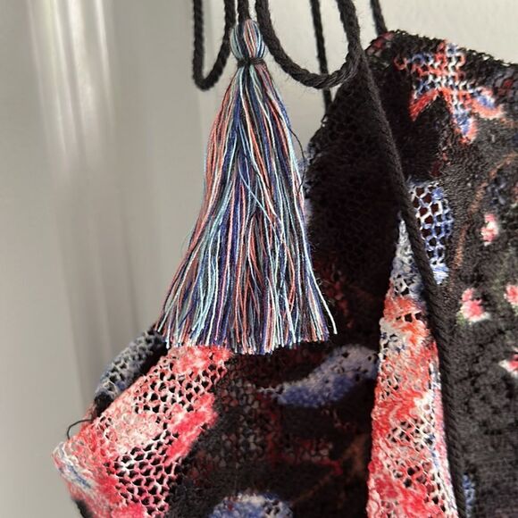 Guess black floral lace boho chic maxi dress size XS‎ - Picture 4 of 8